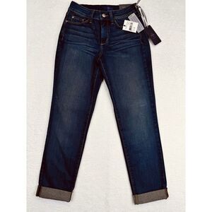 NYDJ Marylin Straight Cropped‎ Jeans Blue Denim Cuffed Petite size 2.